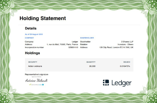 Инвестировали в компанию Ledger со скидкой 10%